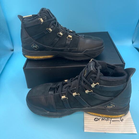 Nike Lebron Zoom III Black Metallic Gold m8.5 w10 main image 14